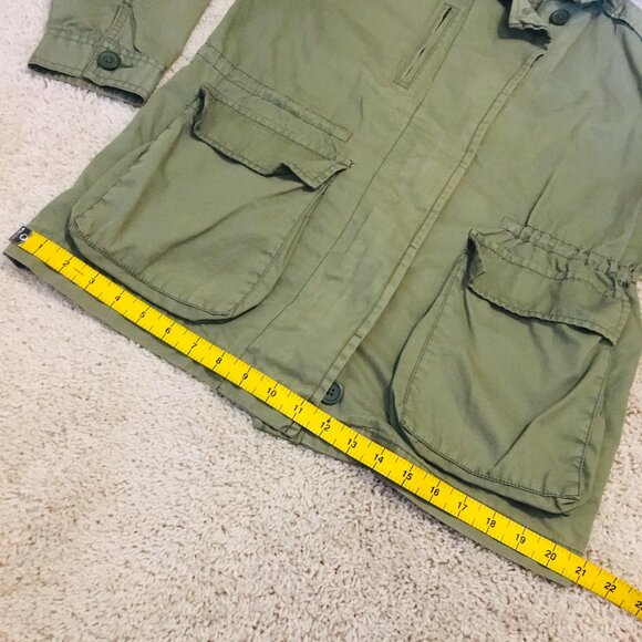 Army Green Cotton Military Utility Jacket - Picture 14 of 16